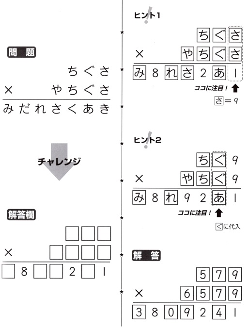 掛け算の覆面算－回答13（作者：河野儀三）