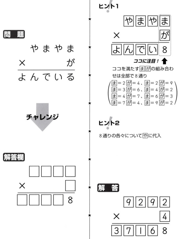 掛け算の覆面算－回答32（作者：河野儀三）