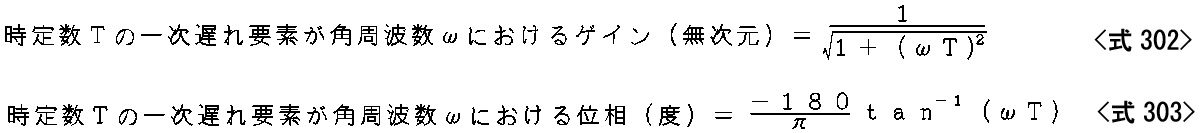 一次遅れ要素のゲインと位相の計算式
