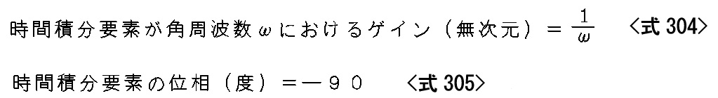 時間積分要素のゲインと位相の計算式